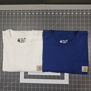 Carhartt K87 Pocket Tshirt Medium New Bundle Pair 2 Blue White Loose Classic